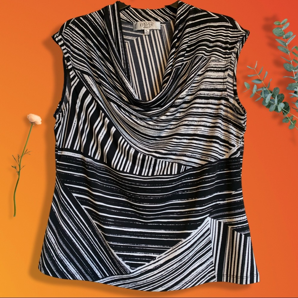 Kasper striped blocked blouse